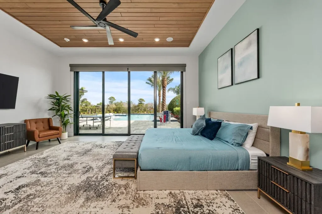 luxury orlando vacation home bedroom with a view
