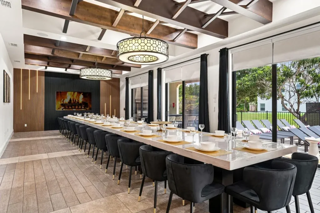 luxury orlando vacation home rental dining room for large gatherings